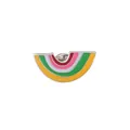 Detailed view of semi-circular rainbow enamel brooch with vibrant multi-colored layers - Five-Color Rainbow (C1095-2)