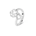 Minimalist silver open ring featuring hollow heart and dog paw prints for women - Adjustable Open / Silver
