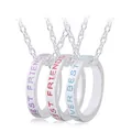 Dreiteiliges Best Friends Halsketten-Set mit bunt gravierten Anhängern und Silberketten - Silber Farbfüllung Dreiteilig (A1192)