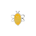Cartoon honey bee brooch with yellow enamel and silver metal edges on white background - Yellow Enamel Silver Frame Smile Stripe (C1111-2)