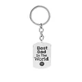 Portachiavi argento con incisione Best Dad In The World e un simbolo del globo - Argento (D1108)