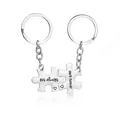 Koppel puzzel sleutelhanger set van rvs met His Always Her Forever inscriptie - His Always Her Forever Stijl (D1109)