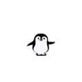 Cartoon penguin enamel pin badge in classic black and white metal finish for couples - Penguin Style (C1138-1)