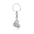 Silver pet memorial keychain with hollow paw charm and engraved heart on white surface - Silver (D1122)