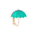 Cartoon umbrella brooch with green enamel and rose gold heart pendant for bags - Green