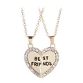 Goldenes Herz-BFF-Halsketten-Set mit glitzernden Strasssteinen und eingravierten Lettern - Gold Strass Herz BEST FRIENDS (A1118GO)