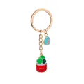 Porte-clés de plante succulente de cactus avec pendentif en métal doré émaillé - Style Succulente Et Goutte d'Eau (D1115-3)