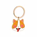 Cute Corgi dog metal keychain with orange enamel finish and golden ring for bags - Orange and White Corgi (D1116-2)