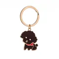 Golden Teddy Dog keychain with black enamel finish and red scarf on white background - Black Teddy Dog (D1116-3)