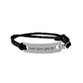 Inspirierendes geflochtenes Armband in Silber und Schwarz mit Never Give Up Gravur - Schwarzes Lederseilgeflecht-never never give up !(G1085)