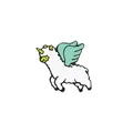 Cute cartoon unicorn alpaca enamel pin with white body and mint green wings - Flying Wings Unicorn (c1127-1)