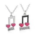 Beste Freunde Halskette mit Musiknoten-Anhängern in Schwarz Weiß und rosa Herzen - Schwarz Und Weiß Note Patchwork (A1153)