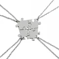 Silberne Puzzle-Halskette für 4 beste Freunde mit ineinandergreifendem Herz-Design - Silber Vierteiliges Puzzle (A1626)