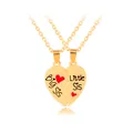 Big sis and little sis heart pendant necklaces in gold finish for sisters - Gold Sisters Puzzle Style (A1924)