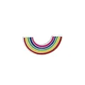 Detail view of U-shaped rainbow enamel pin in zinc alloy with five vibrant color stripes - Rainbow Bridge Style (C1154)