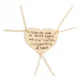 Dreiteiliges goldenes Schwestern-Puzzle-Herz-Halsketten-Set mit graviertem Spruch - Dreiteilige Puzzle-Halskette / Gold