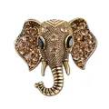 Vintage elephant head brooch in antique gold finish with sparkling champagne crystals - Antique Bronze