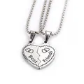 Silberne Best Friends Forever Herz-Split-Anhänger Halsketten mit feinen Kugelkettchen - Silber Doppelherz Best Friends (A1297)