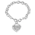 Bracelet à maillons argenté avec pendentif cœur gravé You are my Sunshine - Style Cœur Argent (G1127)