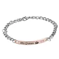 His Queen Armband aus Edelstahl in Silber und Roségold mit rosa Kristall und Krone - Rosa Strass Armband (G1120ROGO)