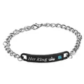 Her King Edelstahl Armband für Paare mit schwarzer Platte und blauem Zirkonstein - Blau Strass Armband (G1120BL)