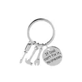 Father's Day silver keychain with mini tools and engraved 'If Dad can't fix it' tag - Screwdriver Hammer Wrench Style (D1194)