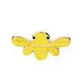 Close-up of yellow cartoon bee brooch with golden metal frame and oil drip finish - Bright Yellow Enamel Gold Frame Symmetrical (C1257)