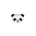 Close-up of geometric panda enamel brooch pin with black and white silver plating - Geometric Panda (C1281-2)