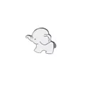 Detailed view of silver-edged white enamel baby elephant brooch pin for backpacks - Cute Elephant (C1281-3)