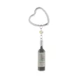 Portachiavi con bottiglia di vino rosso mini e anello a cuore su sfondo bianco puro - Bottiglia Gialla (D1213)