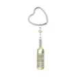Creative heart-shaped keychain featuring a mini white wine bottle and yellow bead charm - White Bottle (D1214)
