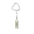 Green resin beer bottle keychain with silver heart ring and yellow bead accessory - Green Bottle (D1216)