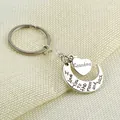Silver Grandma keychain with moon and heart charms, I love you to the moon and back - Moon Heart Keychain (GRANDMA)