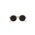Creative gold-plated brooch featuring black enamel sunglasses in a retro round design - Gold
