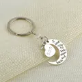 Silver moon and heart keychain engraved with I love you to the moon and back for son - Moon Heart Keychain (SON)