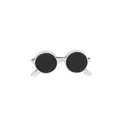 Silver framed black round sunglasses brooch badge for men's suit jacket lapel - Silver