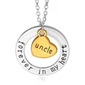 Two-tone uncle heart and ring memorial necklace with forever in my heart engraving - Circle Heart Necklace (UNCLE)