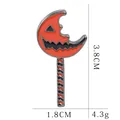 Cartoon Halloween pumpkin crescent moon enamel brooch pin in orange and black - Orange Black (C1406)
