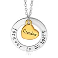 Silver circle and gold heart Grandma necklace with forever in my heart engraving - Circle Heart Necklace (GRANDMA)