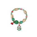 Detail of Christmas beaded bracelet with Santa tree charms and colorful festive beads - Red Cherry and Christmas Tree Style (G1200-3)
