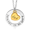 Silver and gold mixed heart and moon pendant necklace with Forever In My Heart engraving - Circle Heart Necklace (DAD)
