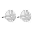 Boutons de manchette ronds argentés avec motif quadrillé vintage pour hommes - Style de Grille Argentée (B1237)