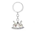 Whatever Forever gesture keychain in silver metal with white enamel for creative styling - Whatever Forever Creative Gesture Style (D1247)