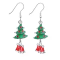 Christmas tree earrings with red boots and green enamel finish for holiday wear - F1143