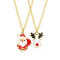 Weihnachtshalsketten-Set mit Weihnachtsmann- und Rentieranhängern in Goldoptik - Halsketten-Set / Weihnachtsmann und Rentier (Gold-A2241)