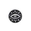Klassische runde Emaille-Brosche Evil Eye in Schwarz und Silber im Punk-Stil - C1490
