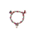 Christmas beaded bracelet with reindeer, bells, and skates charms in red and green - Reindeer and Bell Style (G1164)