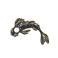 Broche artístico de esmalte con forma de pez koi en negro y oro con patrón de estrellas - Estilo Cielo Estrellado Oro Negro (C1502-1)