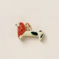 Squisito ciondolo a forma di cane in ceramica dipinto a mano con criniera arancione e macchie - Ciondolo Cane Sciarpa Rossa