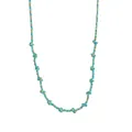 Braided rope necklace with blue and green fibers and interwoven gold metallic threads - Rope Chain Style C